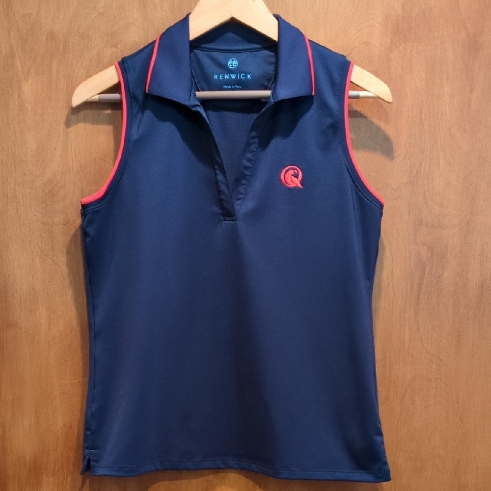 Renwick Sleeveless V-neck Polo Shirt In Navy Size S